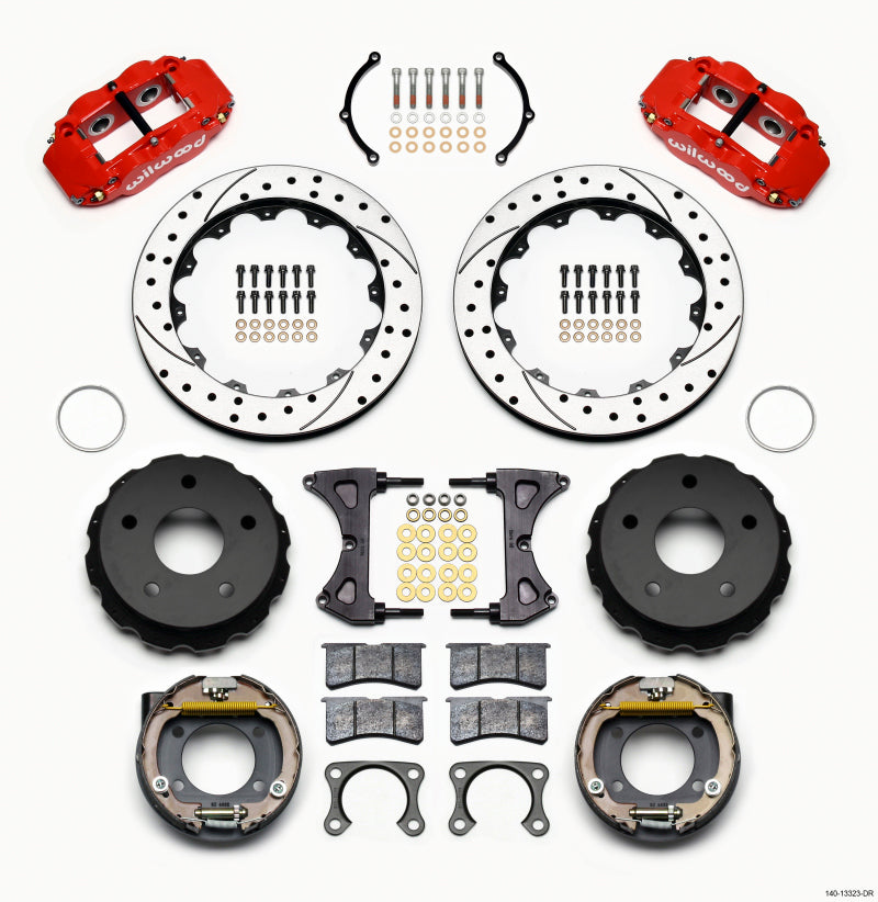 Wilwood Narrow Superlite 4R Rear P-Brk Kit 12.88in Drilled Red Big Ford 2.36in Off Bronco 5 x 5.50 Big Brake Kits Wilwood