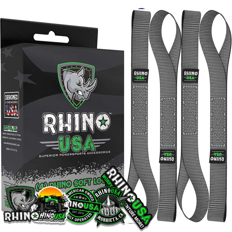 Rhino USA Soft Loops Motorcycle Tie-Down Set 4-Pack Gray Cargo Tie-Downs Rhino USA