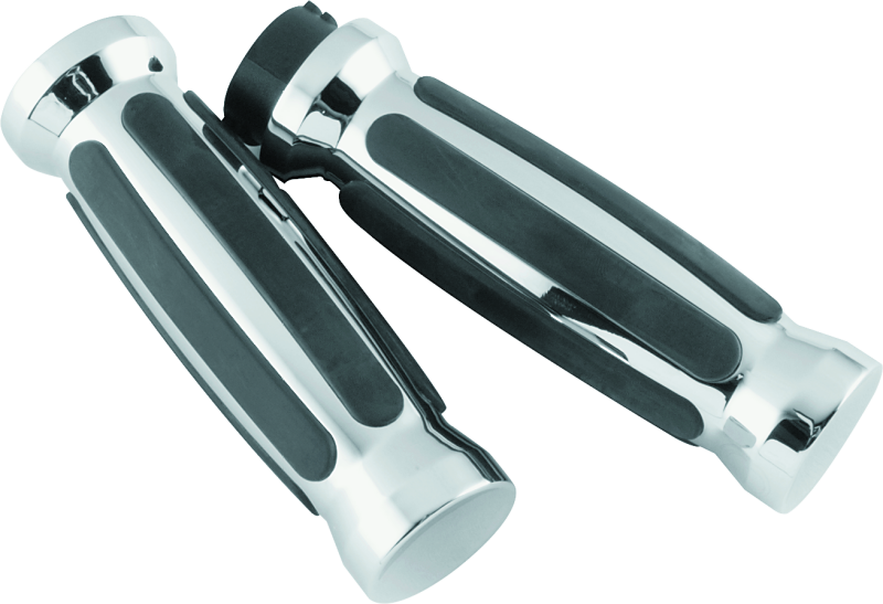 Bikers Choice 81-17 XL & Big Twin Dual Cable Chrome & Black Sensation Grips Pr Grips Bikers Choice