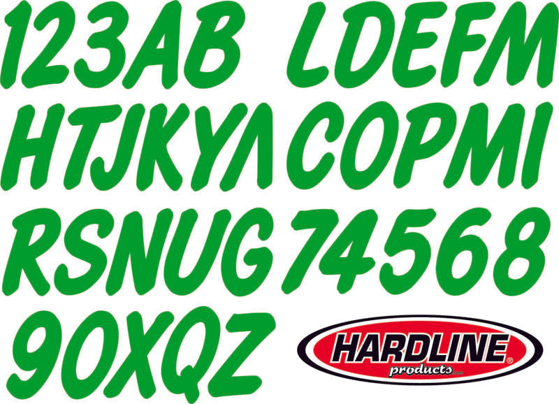 Hardline Boat Lettering Registration Kit 3 in. - 400 Lime Green Solid Stickers/Decals/Banners Hardline