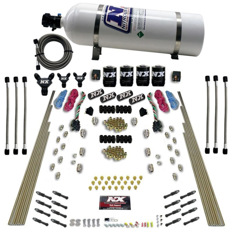Nitrous Express 8 Cyl Dry Direct Port Dual Stage 4 Solenoids Nitrous Kit (200-600HP) w/15lb Bottle Nitrous Systems Nitrous Express