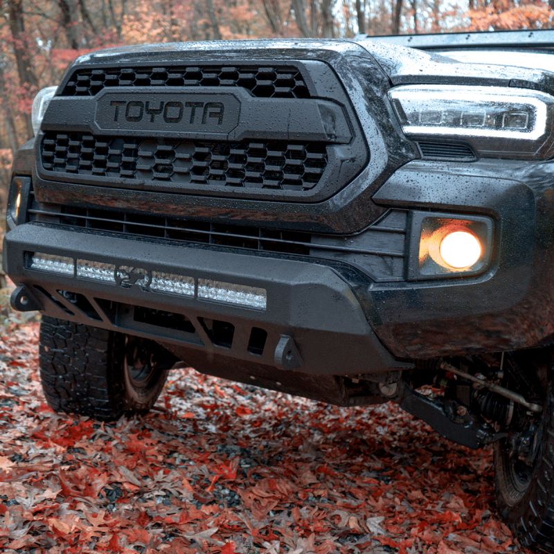 Cali Raised 2016-2023 Toyota Tacoma Stealth Bumper - No Bull Bar/32In Led Bar Spot W/ Small Switch Bumpers - Steel Cali Raised LED