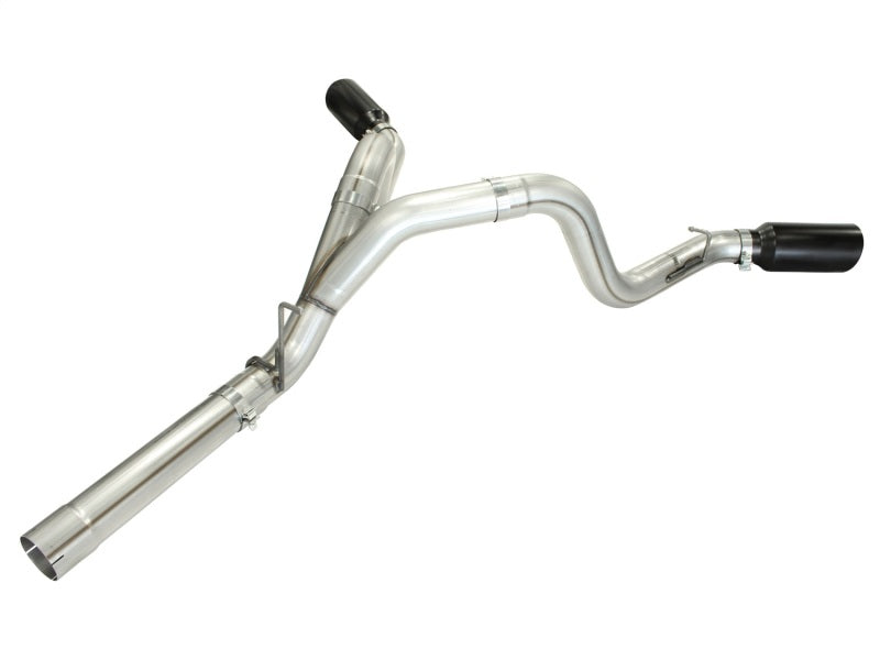 aFe MachForce XP Exhaust 4inch DP-Back All SS 2011-14 GM Diesel Trucks V8-6.6L LML Black Tips Catback aFe