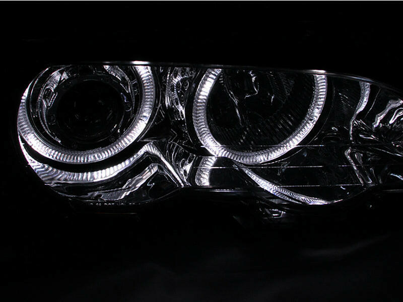 ANZO 2000-2003 BMW 3 Series E46 Projector Headlights w/ Halo Chrome Headlights ANZO