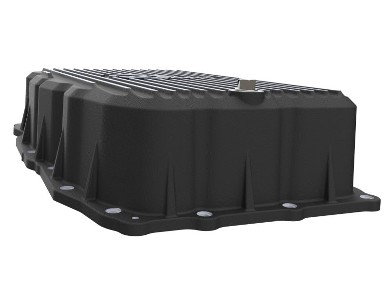 aFe 20-26 GM Trucks L6 3.0L Transmission Pan - Black w/ Machined Fins Diff Covers aFe