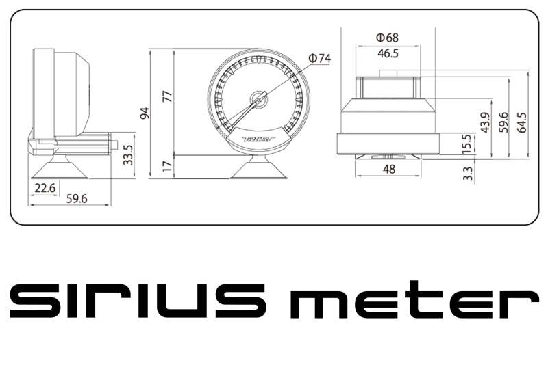 GReddy Sirius Meter - Water Temp 0/120 (Deg.C) 74mm Analog Gauge (w/Water Temp Sensor & Harness Set) Gauges GReddy