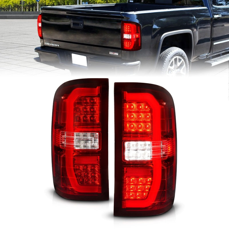 ANZO 14-18 GMC Sierra 1500 LED Taillights Red/Clear Tail Lights ANZO