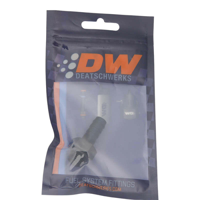 DeatschWerks 6AN ORB Male to 3/8in Male Triple Barb Fitting (Incl O-Ring) - Anodized Matte Black Fittings DeatschWerks