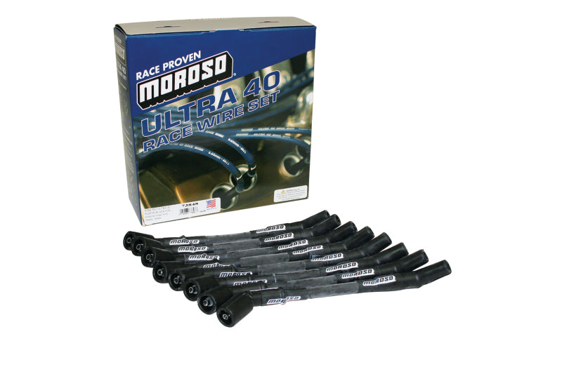 Moroso GM LT Ignition Wire Set - Ultra 40 - Sleeved - 9.25in Wire (Use w/Part No 68494/68496) -Black Spark Plug Wire Sets Moroso