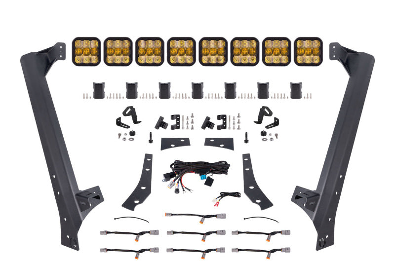 Diode Dynamics Jeep JK SS5 Pro CrossLink Windshield - Yellow Combo Lightbar Kit Light Bars & Cubes Diode Dynamics