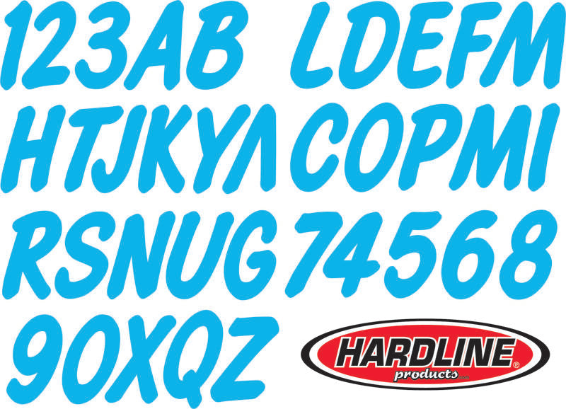 Hardline Boat Lettering Registration Kit 3 in. - 400 Cyan Blue Solid Stickers/Decals/Banners Hardline