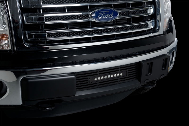 Putco 11-14 Ford F-150 - EcoBoost Bumper Grille Inserts - Black SS Bar and 10in Luminix Light Bar Grilles Putco