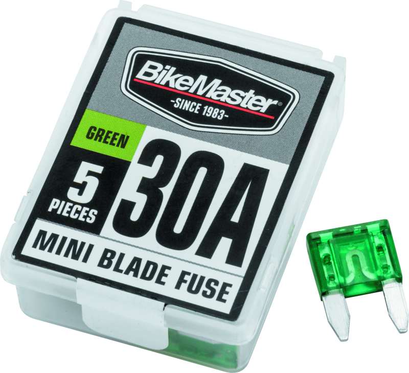 BikeMaster 5Piece 30A Replacement Mini Blade Fuse Light Accessories and Wiring BikeMaster