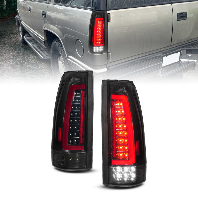 ANZO 88-99 Chevy/GMC C/K1500/2500/3500 Full LED Light Tube Taillights Black Housing Smoke Lens Tail Lights ANZO