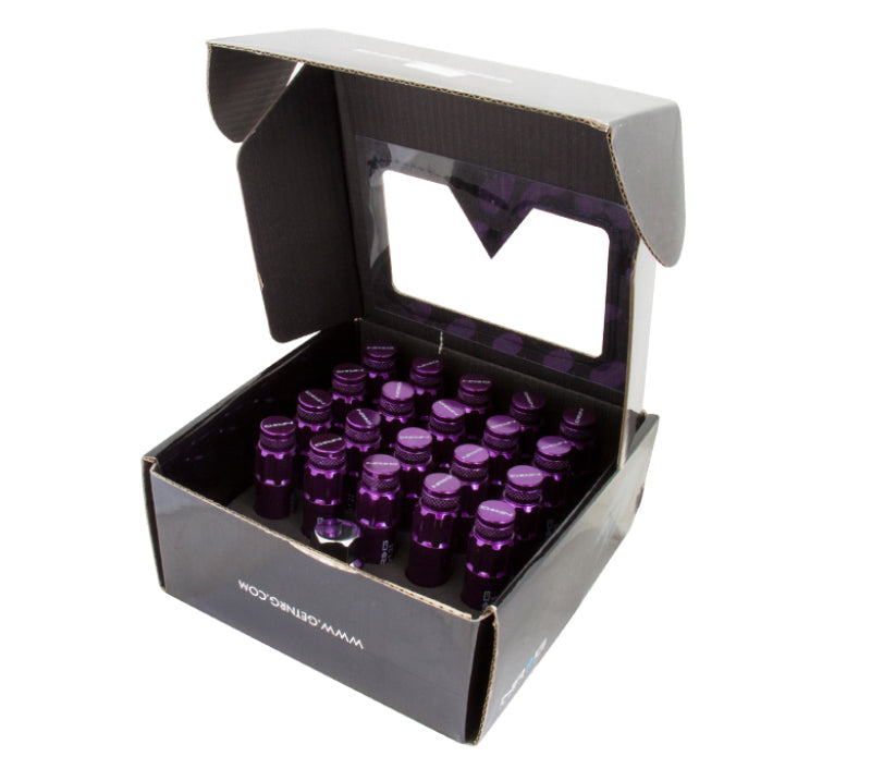 NRG 700 Series M12 X 1.25 Steel Lug Nut w/Dust Cap Cover Set 21 Pc w/Locks & Lock Socket - Purple Lug Nuts NRG