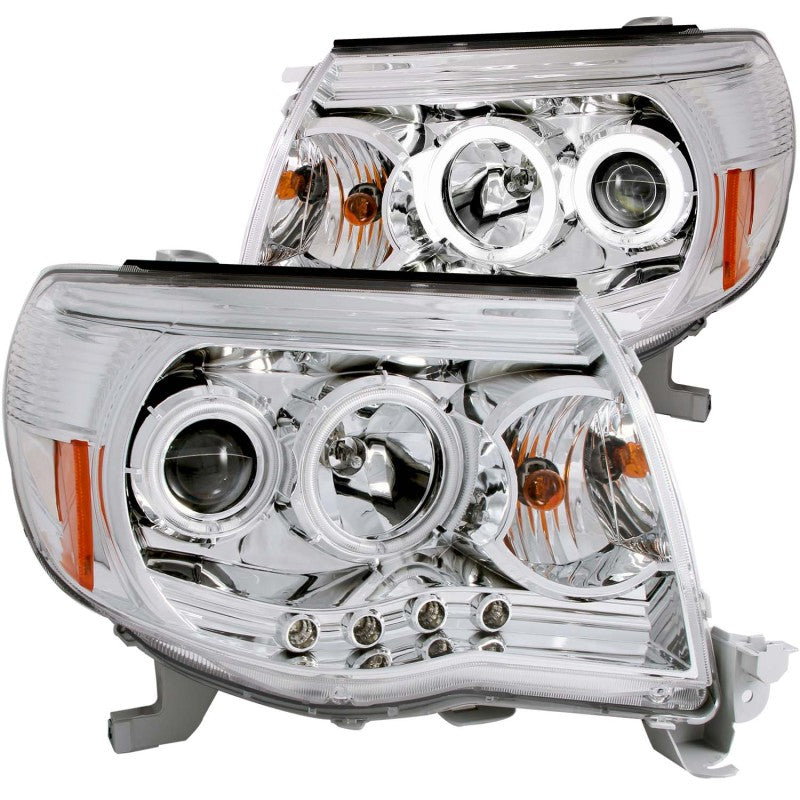 ANZO 2005-2011 Toyota Tacoma Projector Headlights w/ Halos Chrome Headlights ANZO