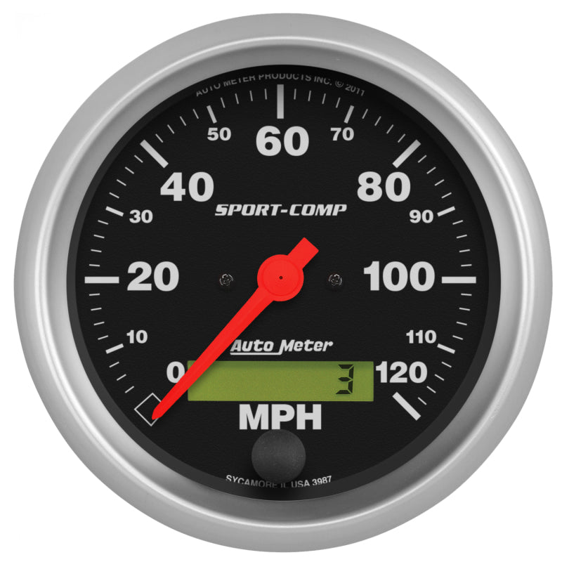 Autometer Sport-Comp 3-3/8 inch 120 MPH Electronic Speedometer Gauge Gauges AutoMeter