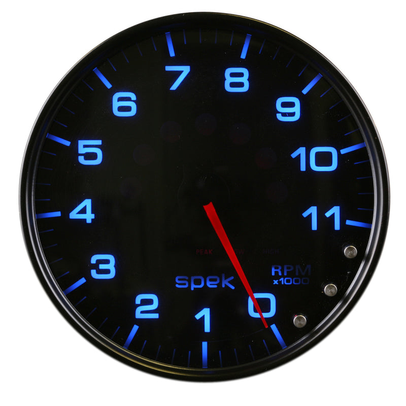 Autometer Spek-Pro Gauge Tachometer 5in 11K Rpm W/Shift Light & Peak Mem Black/Smoke/Black Gauges AutoMeter