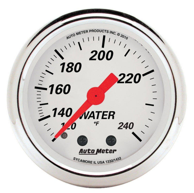 AutoMeter Gauge Water Temp 2-1/16in. 120-240 Deg. F Mech Arctic White Gauges AutoMeter