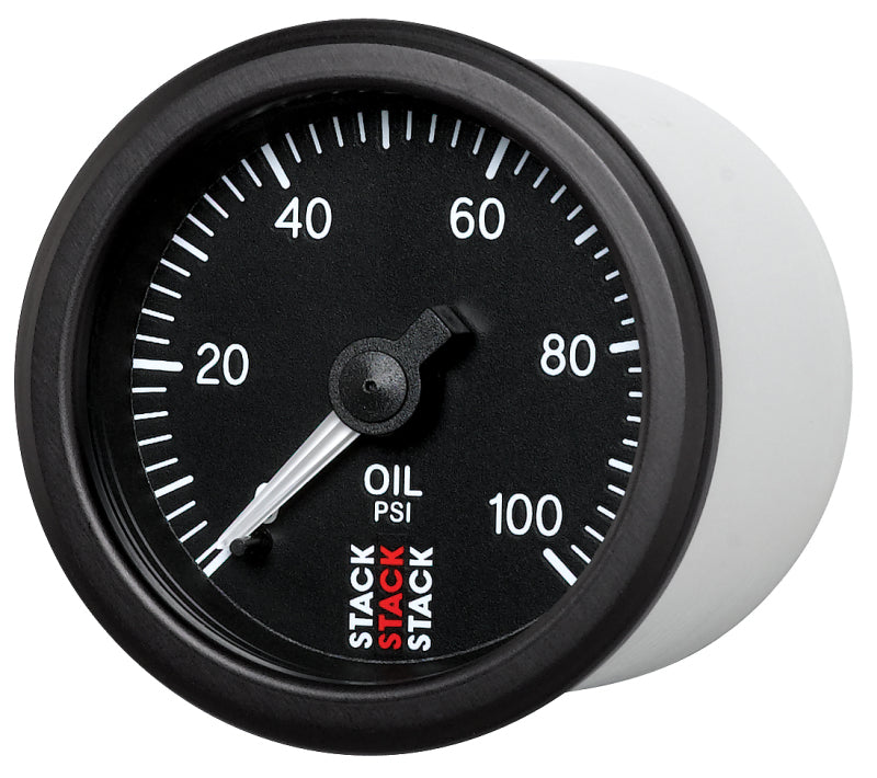 Autometer Stack 52mm 0-100 PSI 1/8in NPTF (M) Mechanical Oil Pressure Gauge - Black Gauges AutoMeter