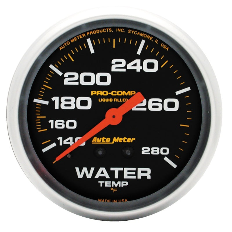 Autometer Liquid Filled Mechanical 2-5/8in 140-280 deg F Water Termperature Gauge Includes 6 Gauges AutoMeter