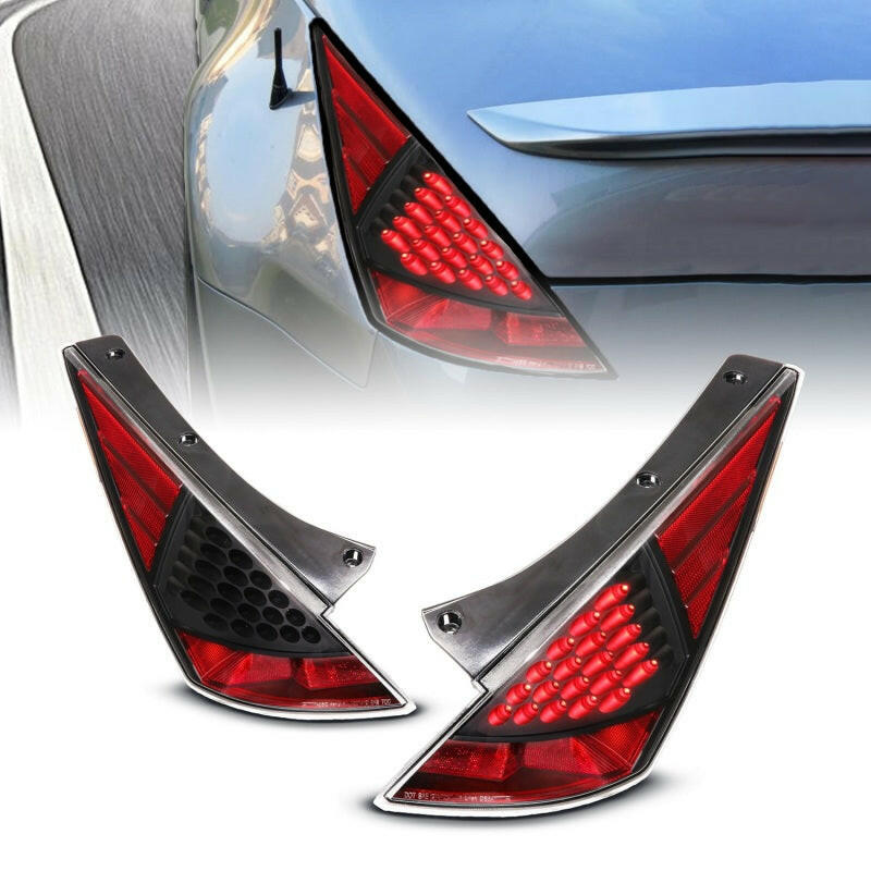 ANZO 2003-2005 Nissan 350Z LED Taillights Black Tail Lights ANZO