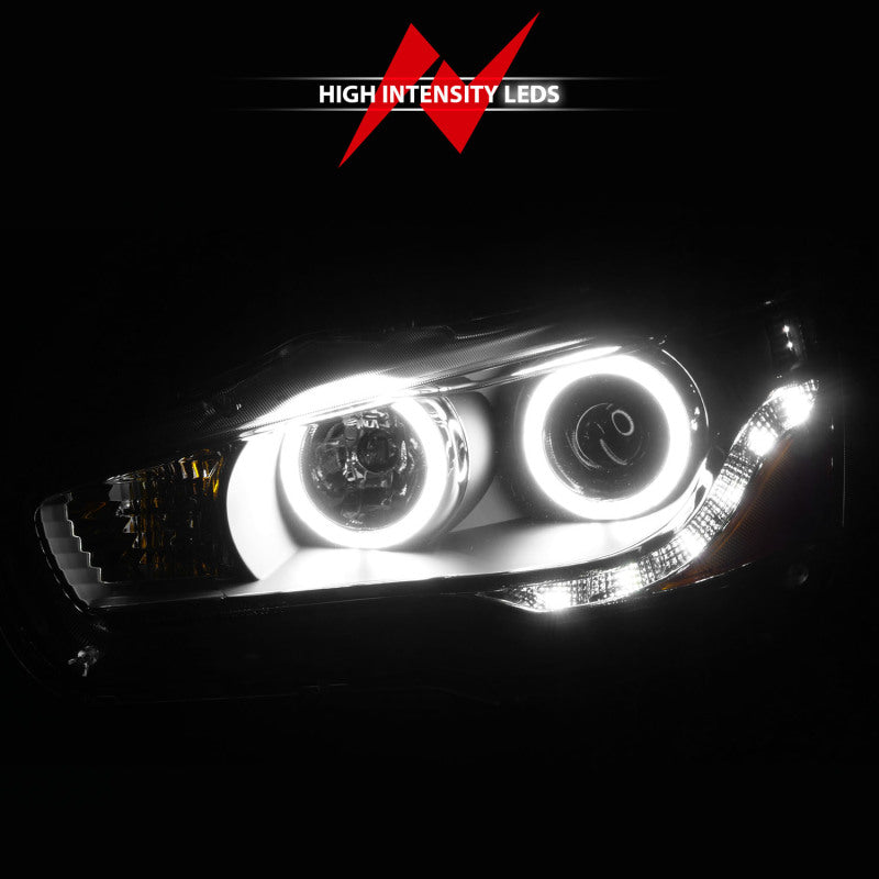 ANZO 2008-2015 Mitsubishi Lancer Projector Headlights w/ Halo Black (CCFL) Headlights ANZO
