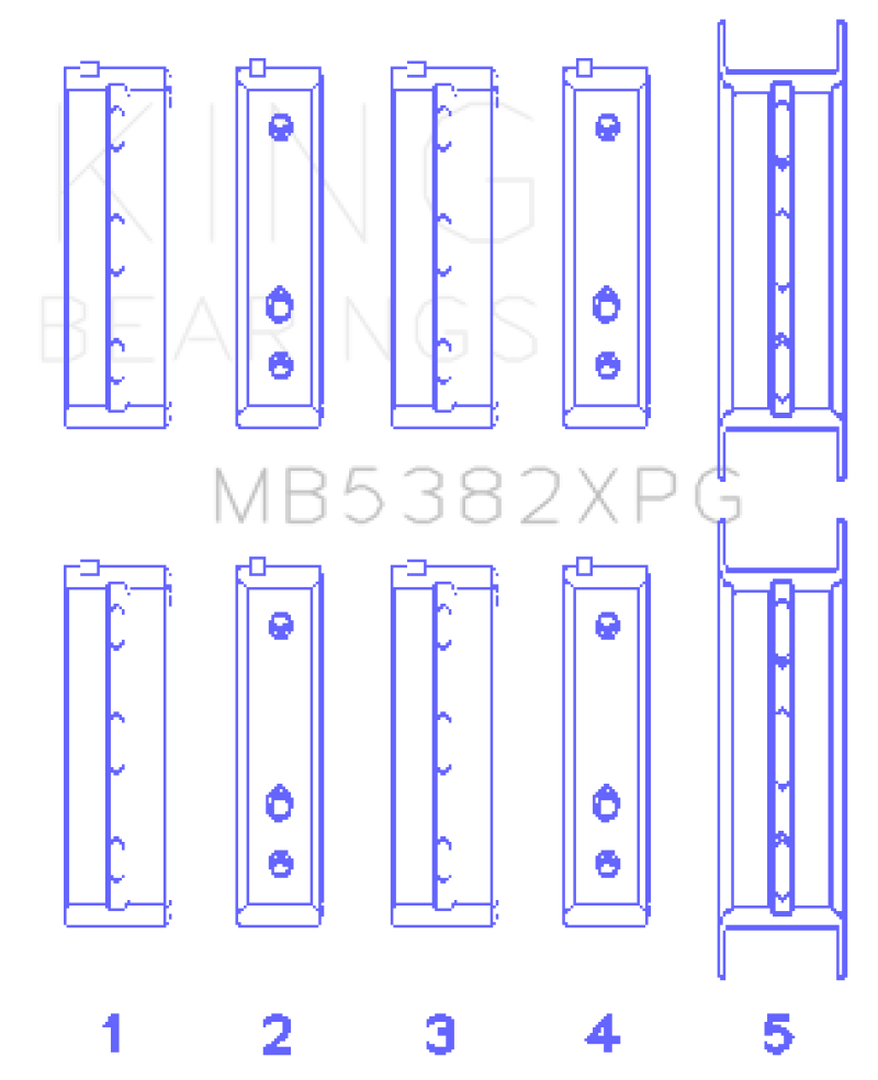 King Subaru EJ20/EJ22/EJ25 (For Thrust in #5 Position) Tri-Metal Perf Main Bearing Set - Size +0.5mm Bearings King Engine Bearings