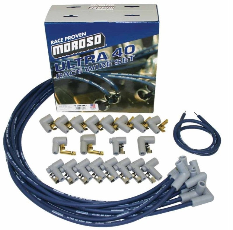 Moroso Universal Ignition Wire Set - Ultra 40 - 90 Degree - Blue Spark Plug Wire Sets Moroso