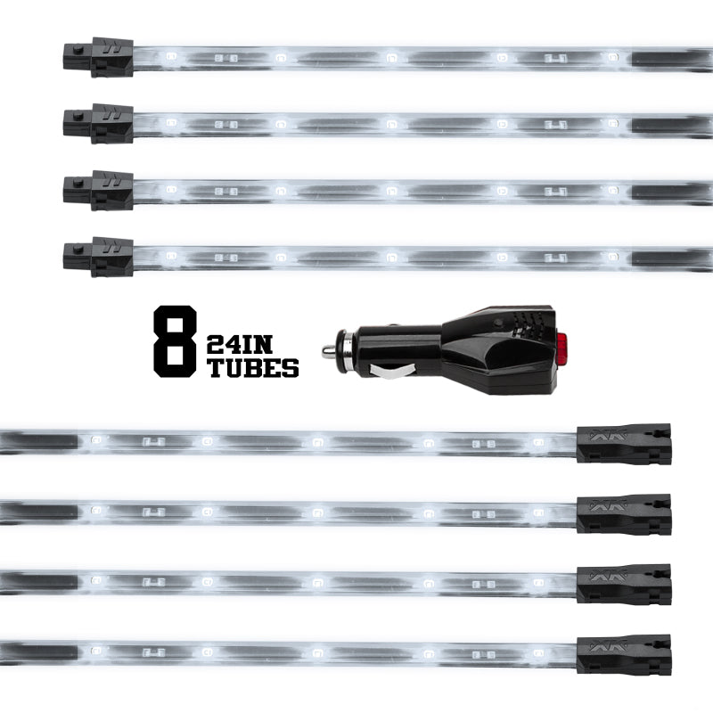 XK Glow Tube Single Color Underglow LED Accent Light Car/Truck Kit White - 8x24In Light Accessories and Wiring XKGLOW