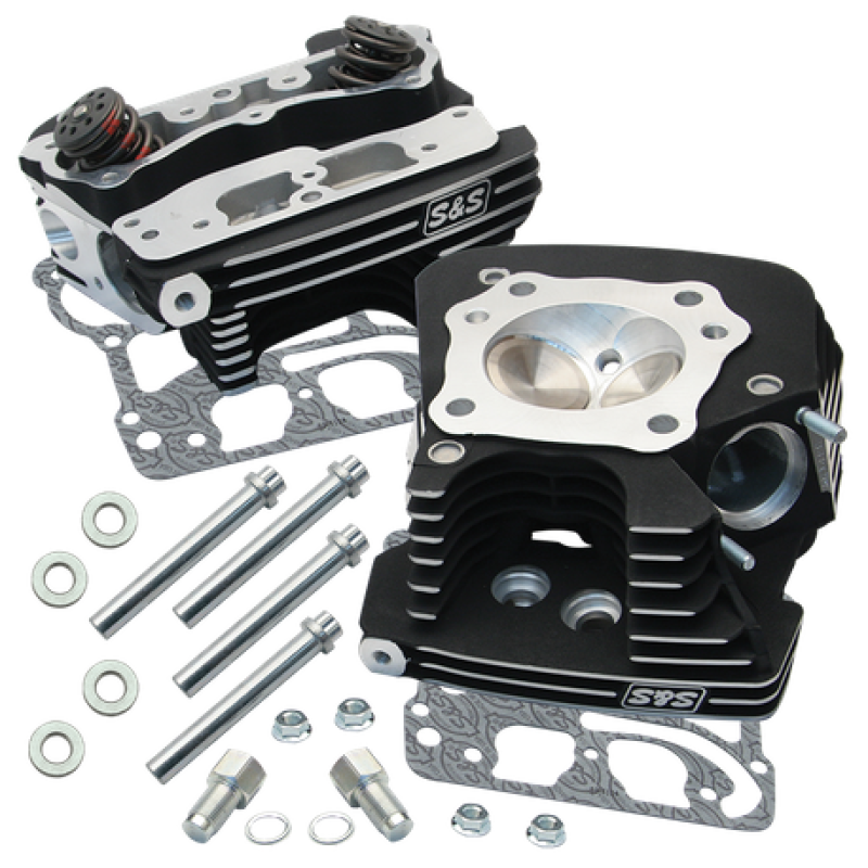 S&S Cycle 99-05 BT Super Stock 89cc Cylinder Head Kit - Black Wrinkle Heads S&S Cycle