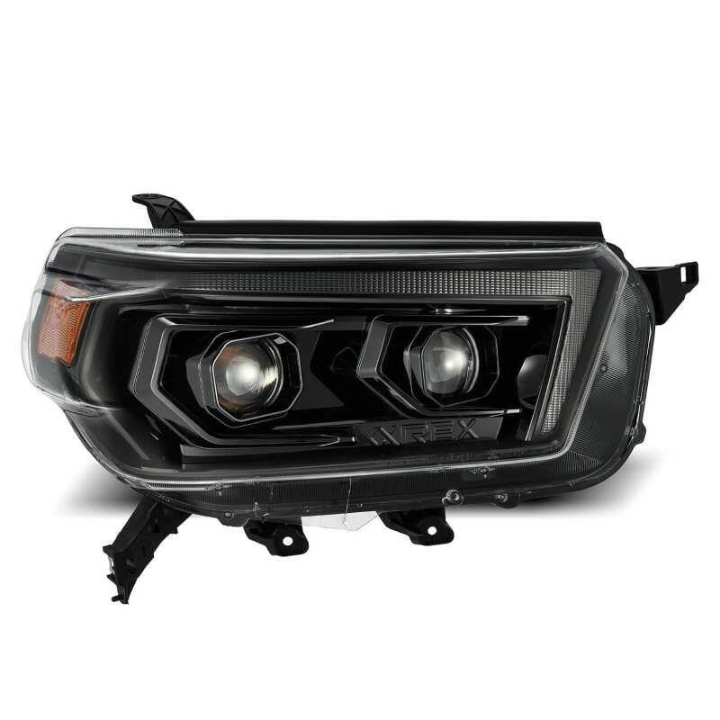 AlphaRex 10-13 Toyota 4Runner LUXX LED Proj Headlights Plank Style Alpha Black w/Seq Signal/DRL Headlights AlphaRex