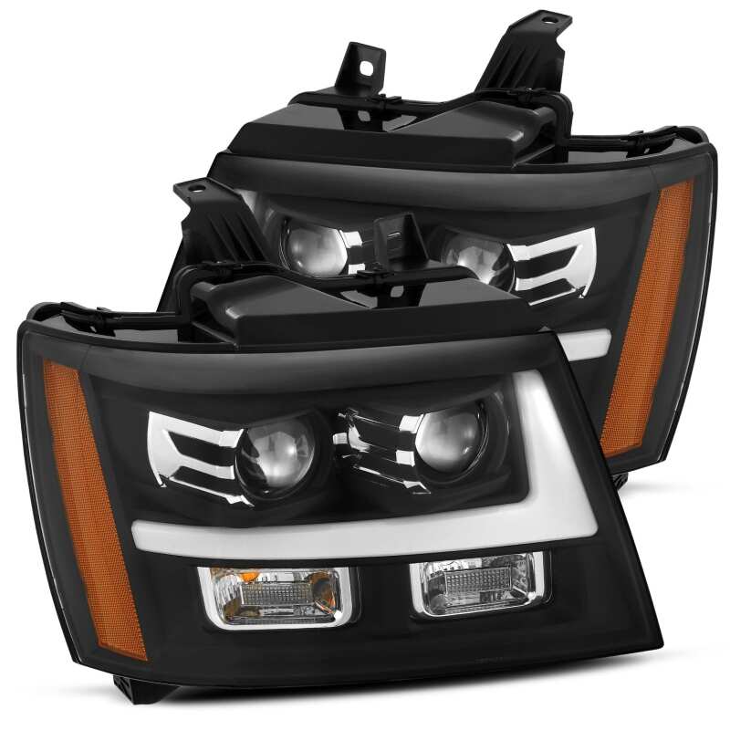 AlphaRex 07-14 Chevrolet Tahoe/Suburban LUXX-Series LED Projector headlights Black w/ DRL/Sequential Headlights AlphaRex