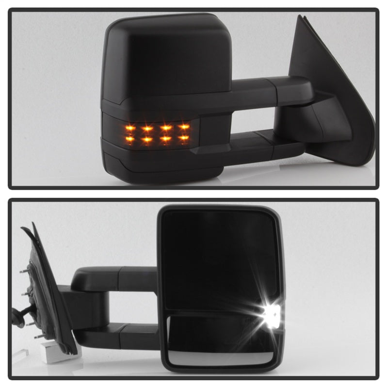 xTune Chevy Silverado 14-16 Heated Smoke LED Signal Telescoping Mirrors MIR-CSIL14S-G2-PWH-SM-SET Side Mirrors SPYDER