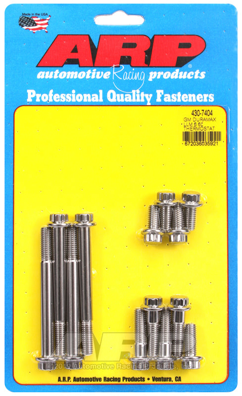 ARP GM Duramax LMM 6.6L 12PT SS (street) thermostat housing bolt kit Rod Bolt Kits ARP
