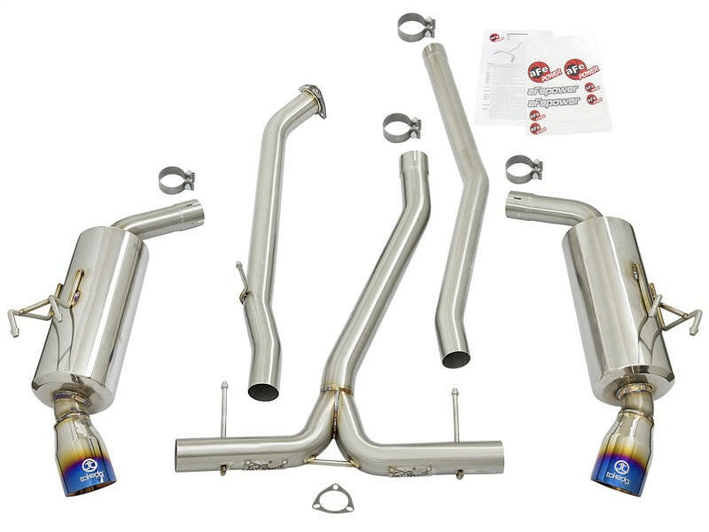 aFe POWER Takeda 16-17 Honda Civic I4-1.5L (t) 2.5-2.25in 304 SS CB Dual-Exit Exhaust Blue Tips Catback aFe
