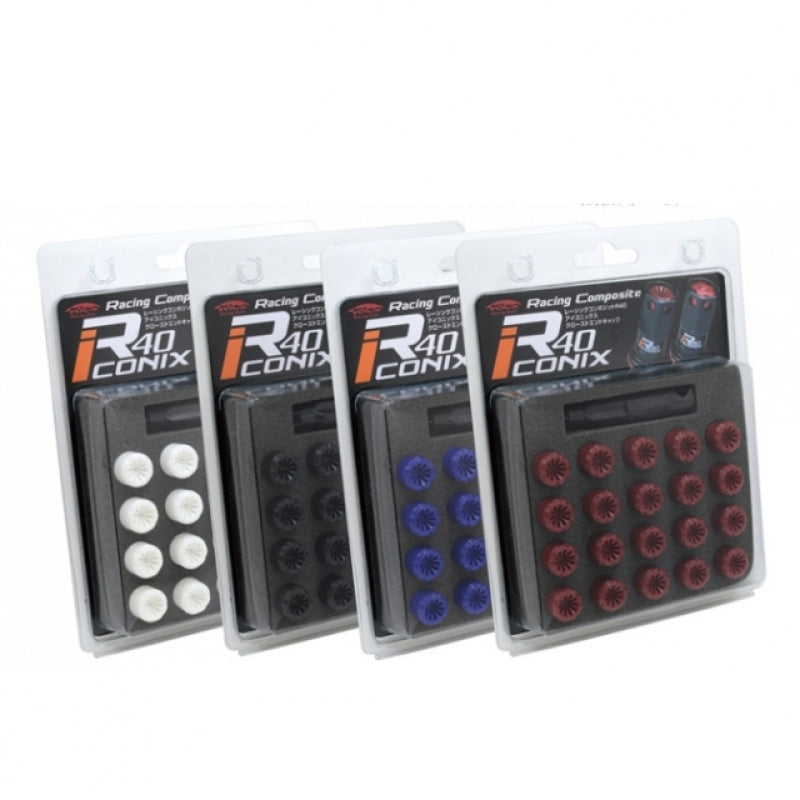 Project Kics R40 Iconix Plastic Cap Set 12x1.25 - Black (20pcs) Lug Nuts Project Kics