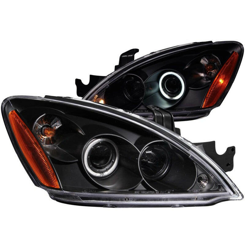 ANZO 2004-2007 Mitsubishi Lancer Projector Headlights w/ Halo Black (CCFL) Headlights ANZO