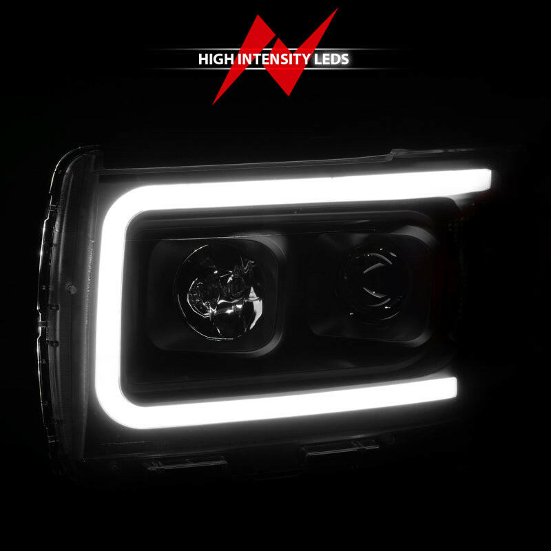 ANZO 2015+ GMC Canyon Projector Headlights w/ Plank Style Design Black w/ Amber Headlights ANZO