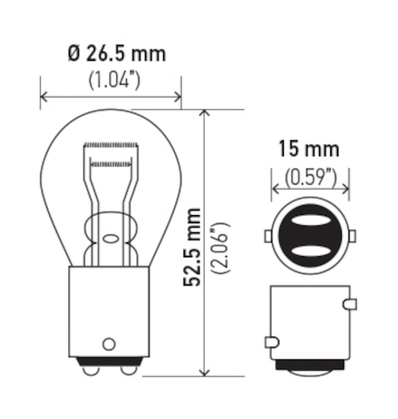 Hella Bulb 7225 12V 21/4W BAZ15d S8 Bulbs Hella