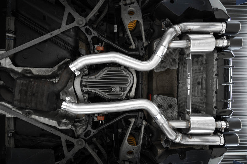 MBRP 18-22 BMW M2 Competition 3.0L T304 SS 3in Resonator-Back Exhaust Quad Rear w/ Carbon Fiber Tips Axle Back MBRP