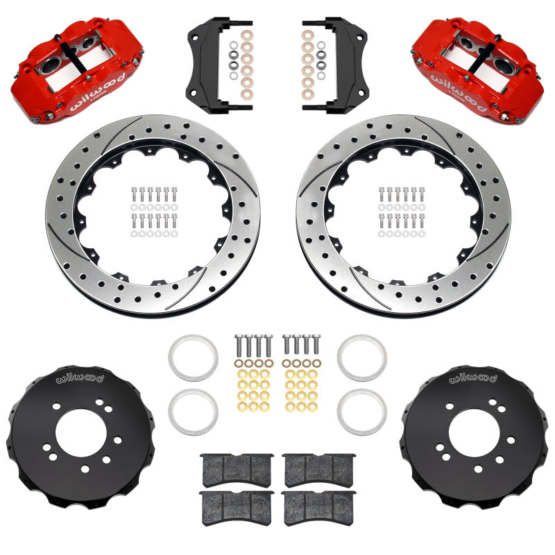Wilwood 89-98 Nissan 240SX/89-94 Skyline/90-96 300ZX Superlite 6R Fr BBK w/ 12.88in D/S Rotors - Red Big Brake Kits Wilwood
