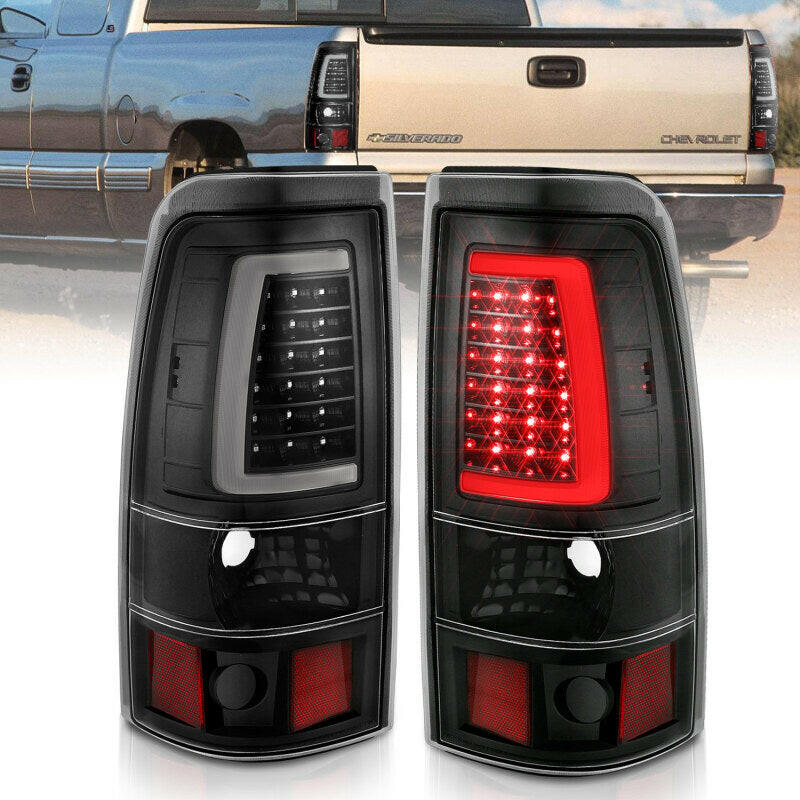ANZO 1999-2002 Chevy Silverado 1500 LED Taillights Plank Style Black w/Clear Lens Tail Lights ANZO
