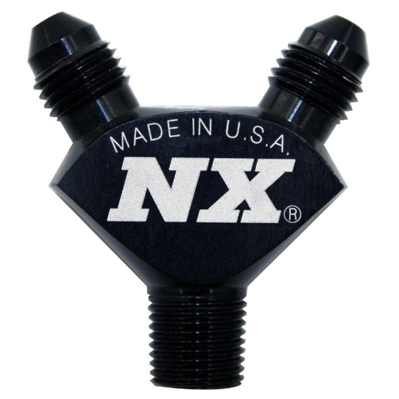 Nitrous Express 1/8NPT x 3AN x 3AN Billet Pure-Flo Y Fitting - Black Fittings Nitrous Express