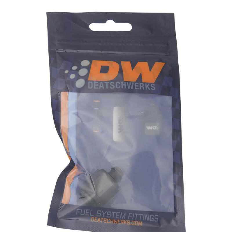 DeatschWerks 6AN Female Flare Swivel to 5/16in Single Hose Barb - Anodized Matte Black Fittings DeatschWerks