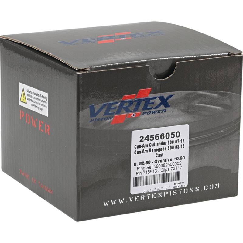 Vertex Piston 07-15 Can-Am Outlander 500 4x4 500cc +0.50mm Oversized Cast Replica Piston Kit Piston Sets - Powersports Vertex Pistons