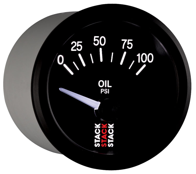 Autometer Stack Instruments 52mm 0-100 PSI 1/8in NPTF Electronic Oil Pressure Gauge - Black Gauges AutoMeter