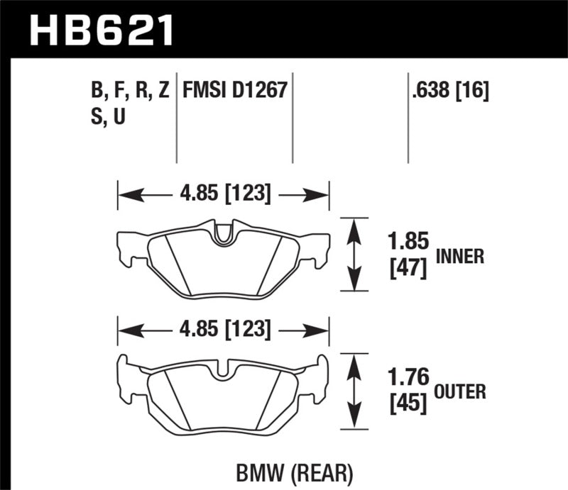 Hawk 08-11 BMW 128i / 10 BMW 323i / 07-11 BMW 328i / 07-11 BMW 328XI HT-10 Race Rear Brake Pads Brake Pads - Racing Hawk Performance