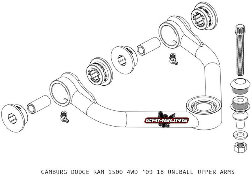 Camburg Dodge RAM 1500 (DS) 4WD 09-21 1.25in Performance Uniball Upper Arms (w/ covers) Suspension Arms & Components Camburg
