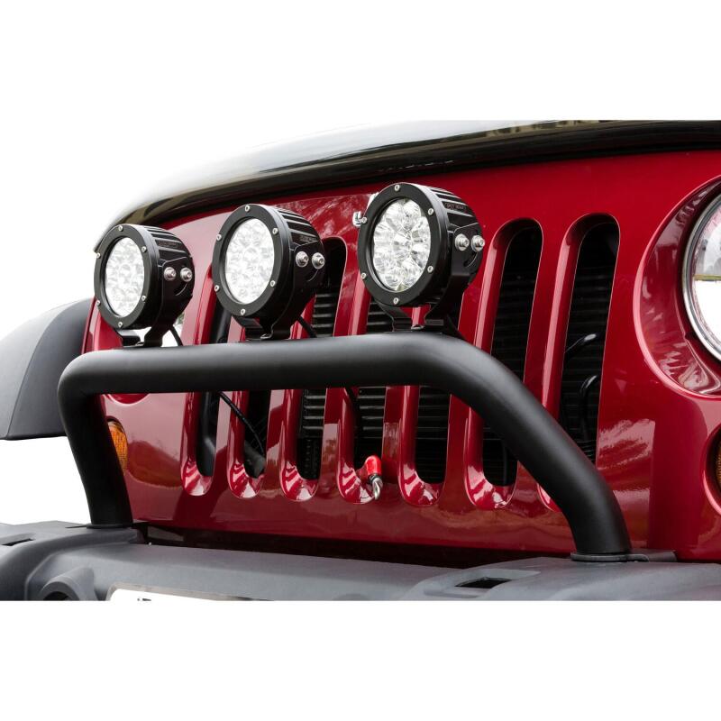 Westin 2007-2016 Jeep Wrangler/Wrangler Unlimited MAX Tray Bull Bar/Light Bar - Black Wrinkle Winch Mounts Westin